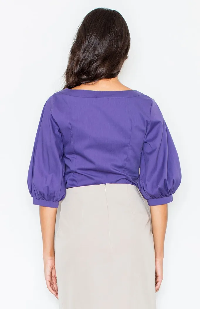 Indigo round neckline blouse