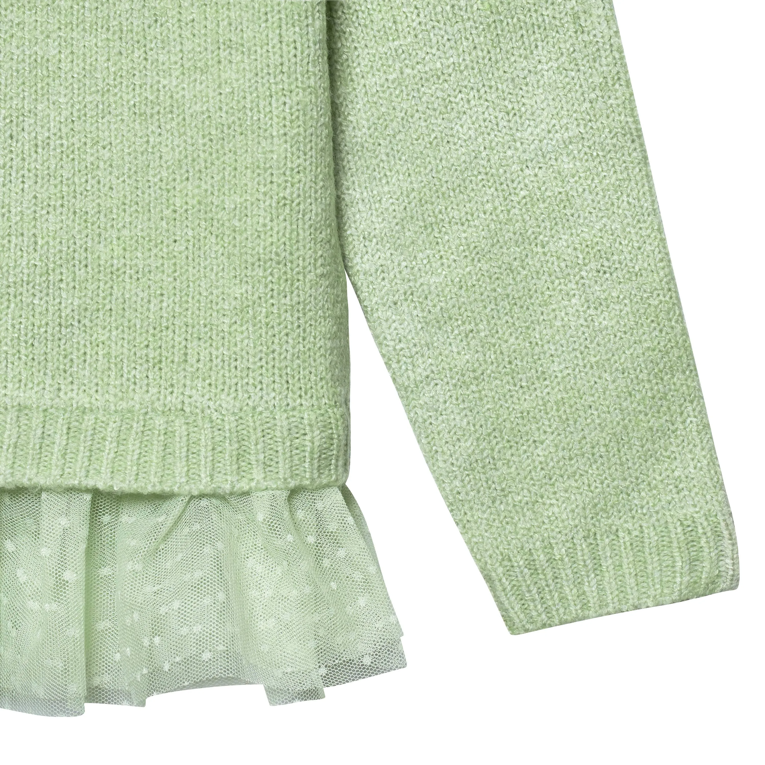 Infant & Toddler Girls Green Sweater With Tulle Trim