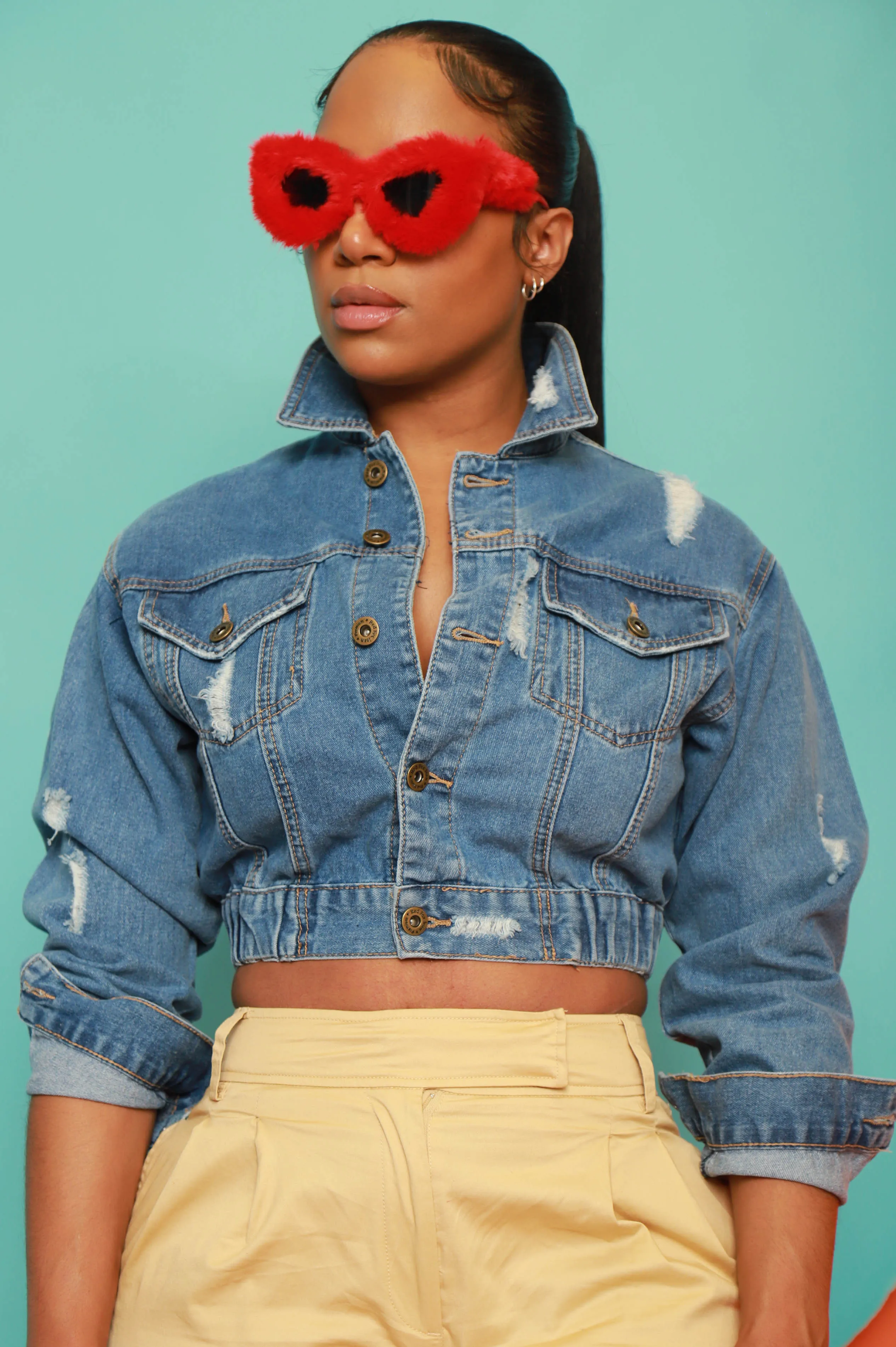 Lifeline Cropped Denim Jacket - Light Wash