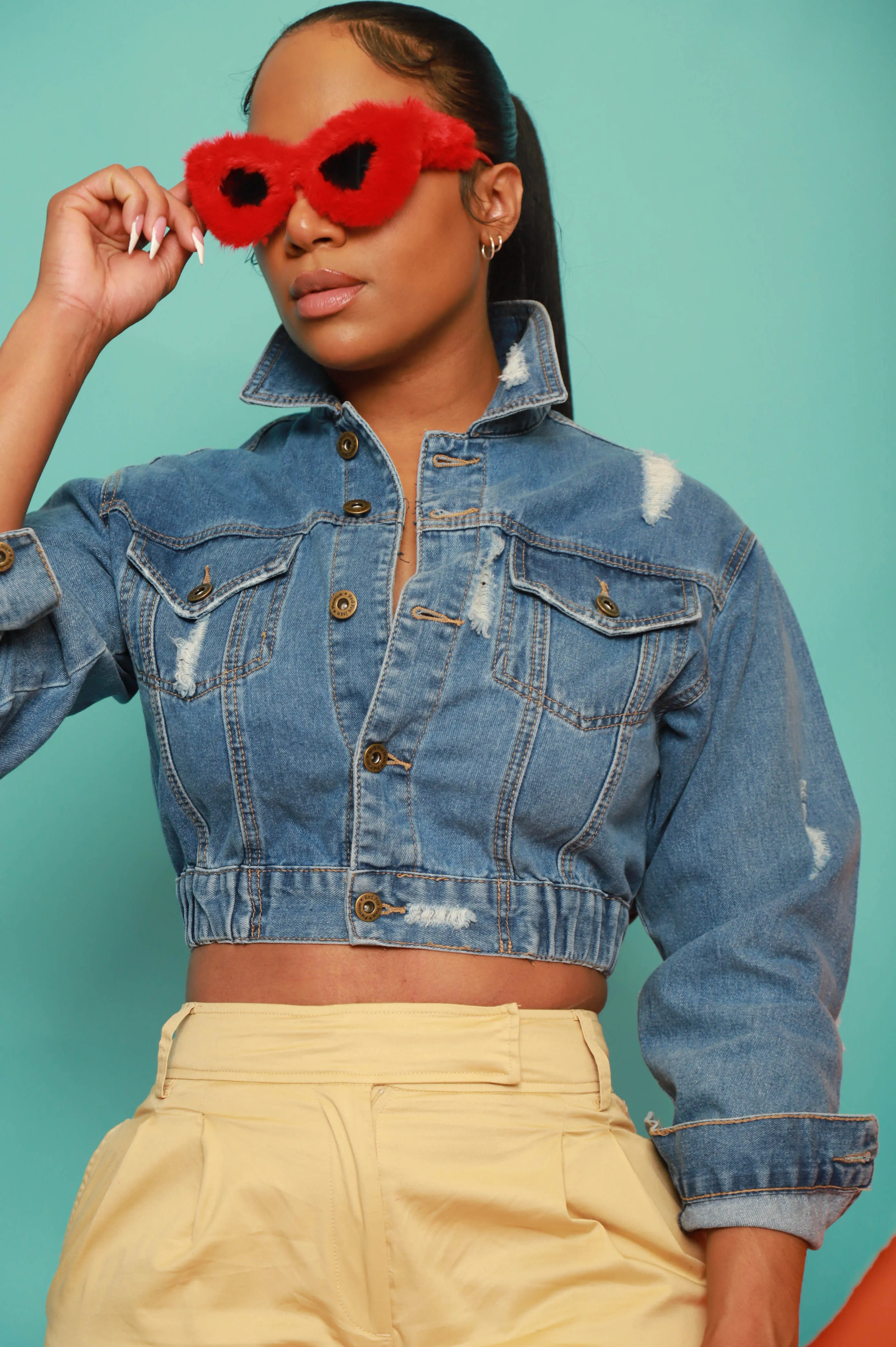 Lifeline Cropped Denim Jacket - Light Wash