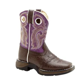 Lil' Durango Kids Girls Purple Faux Leather Saddle Buckaroo Western Cowboy Boots