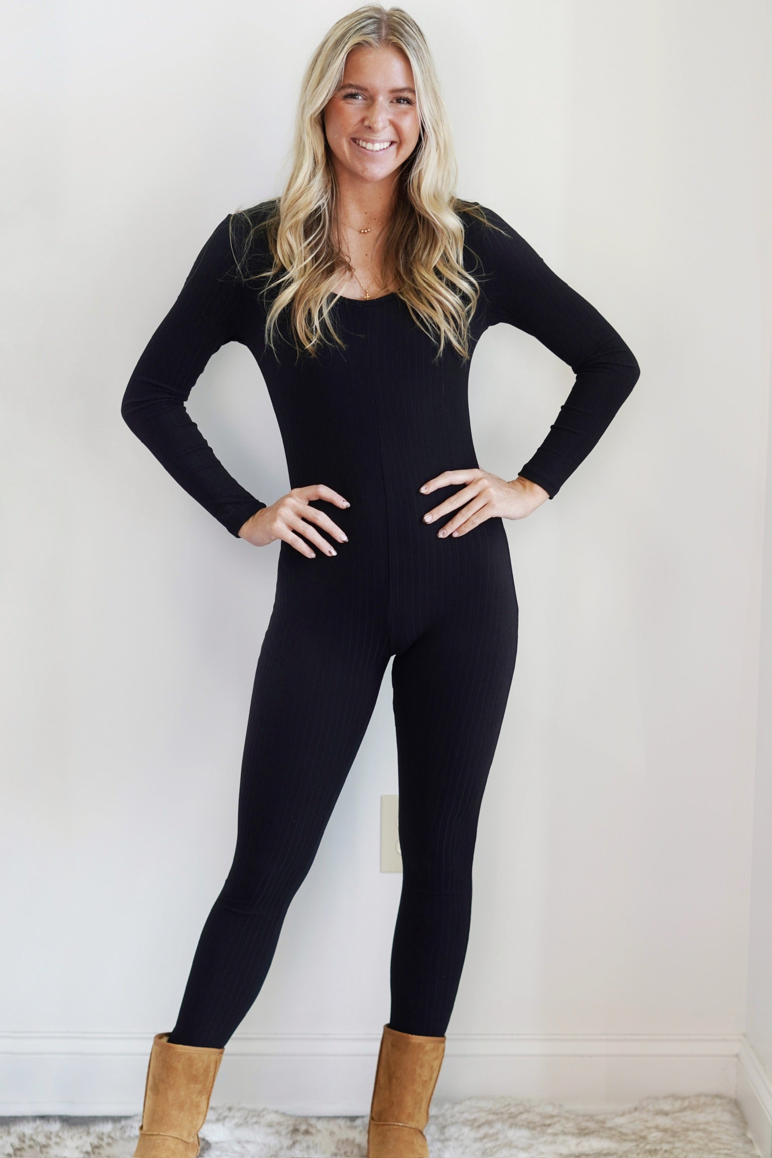 Liv Long Sleeve Black Onesie