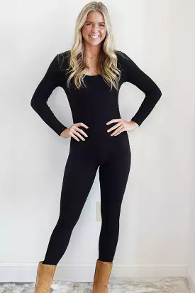 Liv Long Sleeve Black Onesie