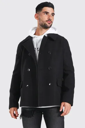 Look Pea Coat | boohooMAN UK