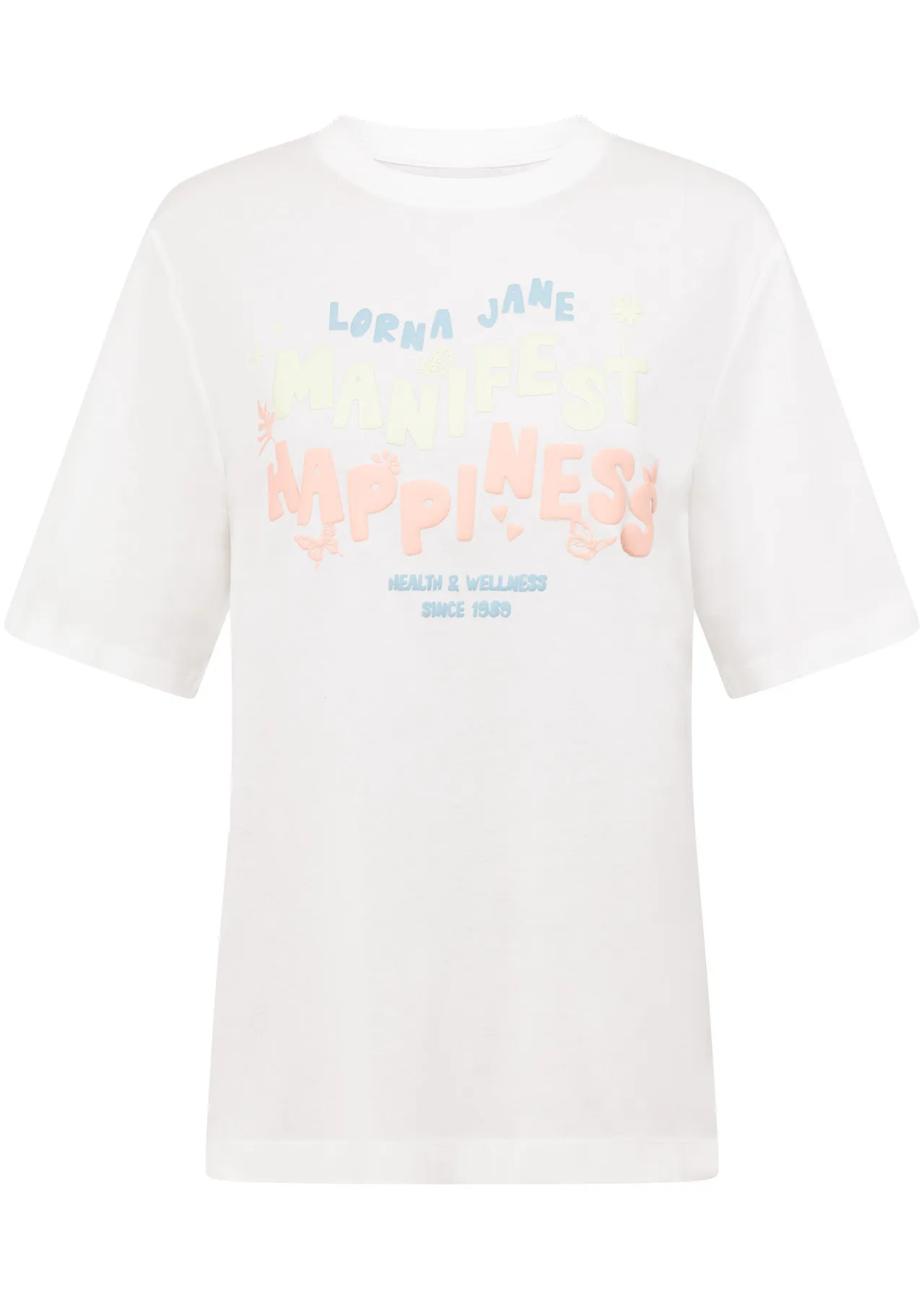 Manifest Happiness Transdry Relaxed Tee | White | Sale | Lorna Jane Australia