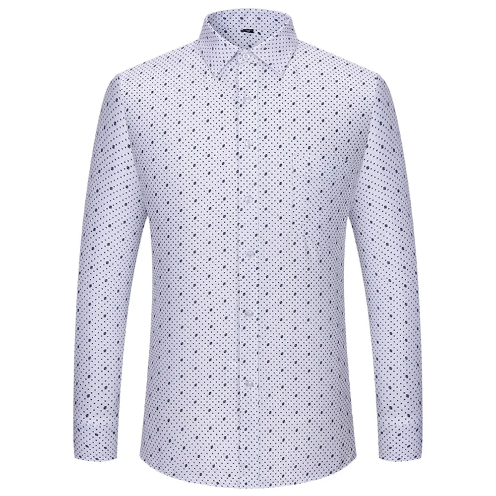 Men's Casual Style Single Patch Pocket Printed Long Sleeve Shirt