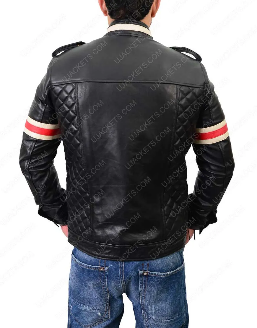 Mens Red And White Motorcycle Leather Jacket - Ujackets