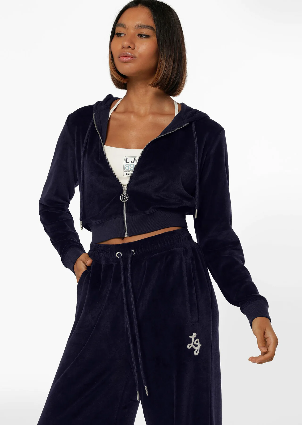 Naughties Nostalgic Velour Zip Thru | Blue | Sale | Lorna Jane Australia