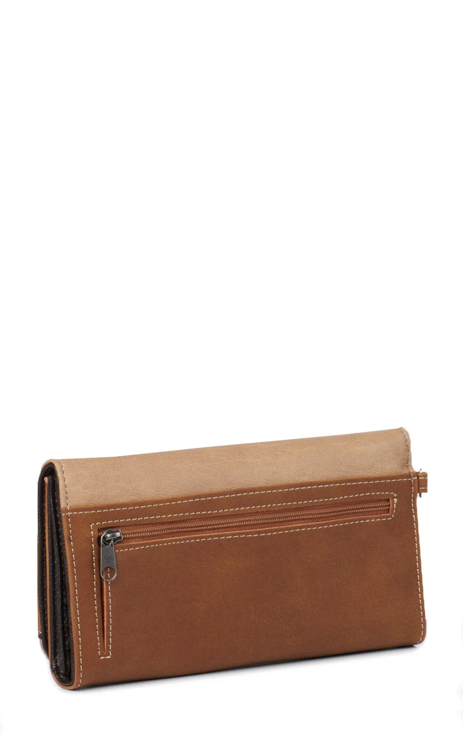 Nocona Carmen Tan with Southwest Stitching and Conchos Clutch Wallet