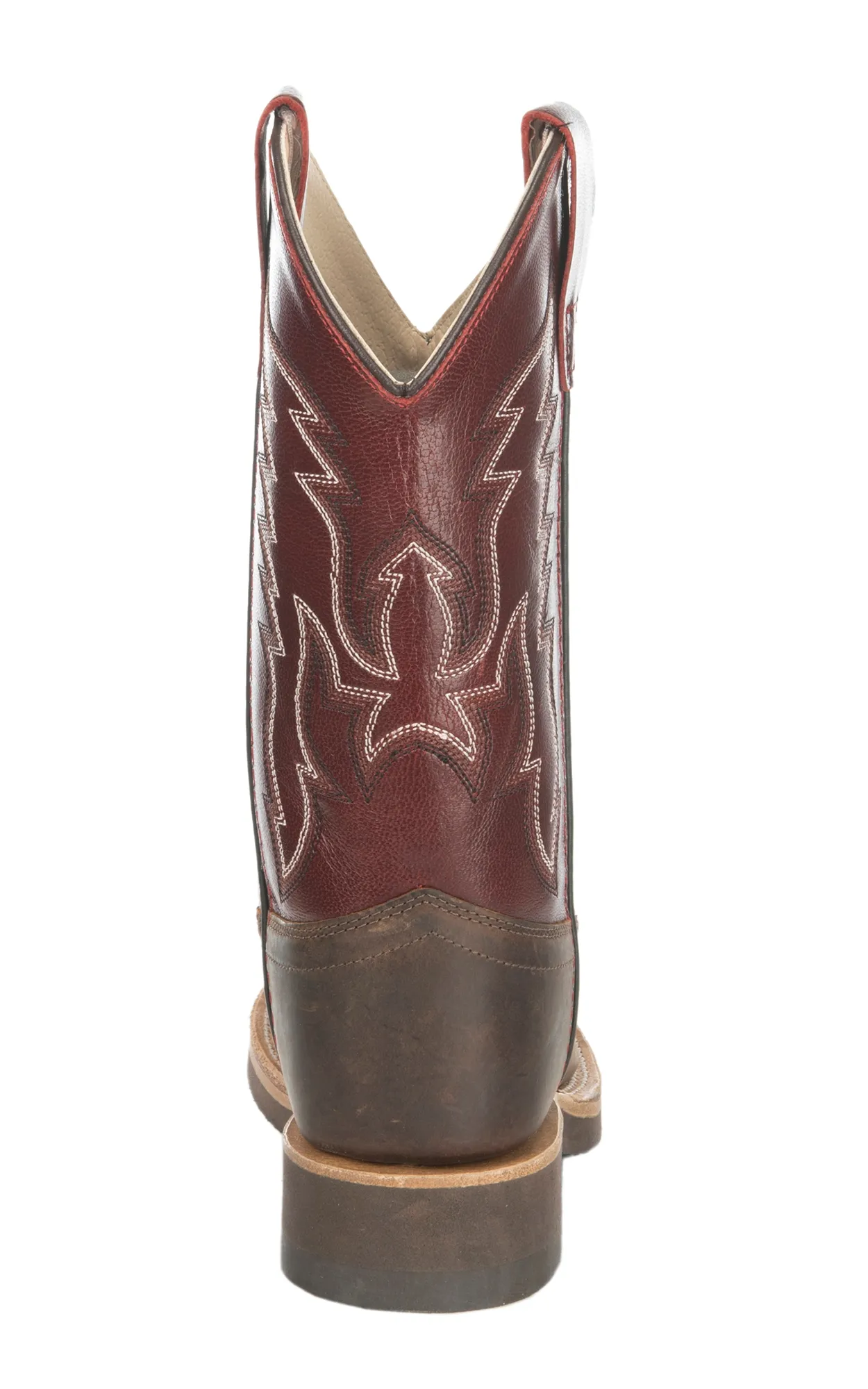 Old West Kids Brown and Wine Corona Calf Square Toe Cowboy Boot