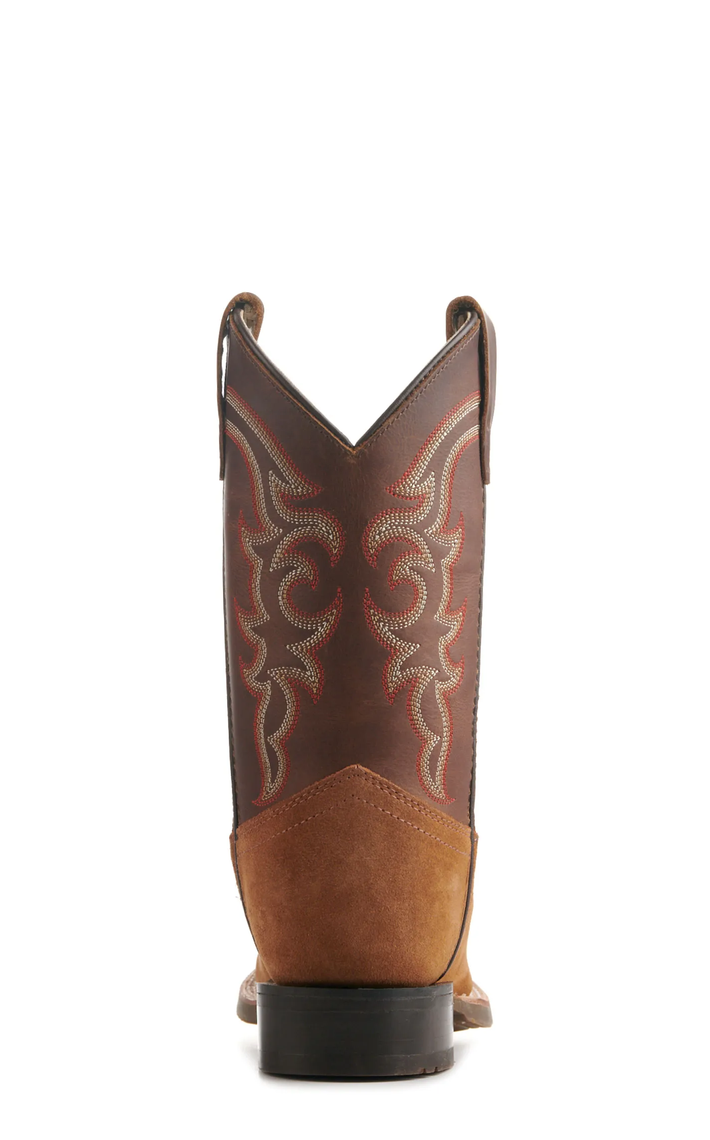 Old West Youth Light Brown and Dark Brown Wide Square Toe Cowboy Boots