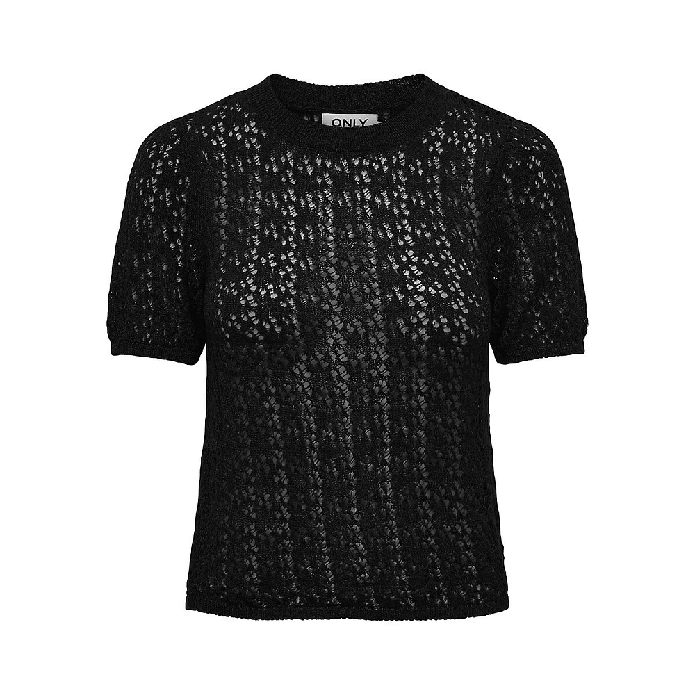 ONLY Open-Knit Short-Sleeve Sweater