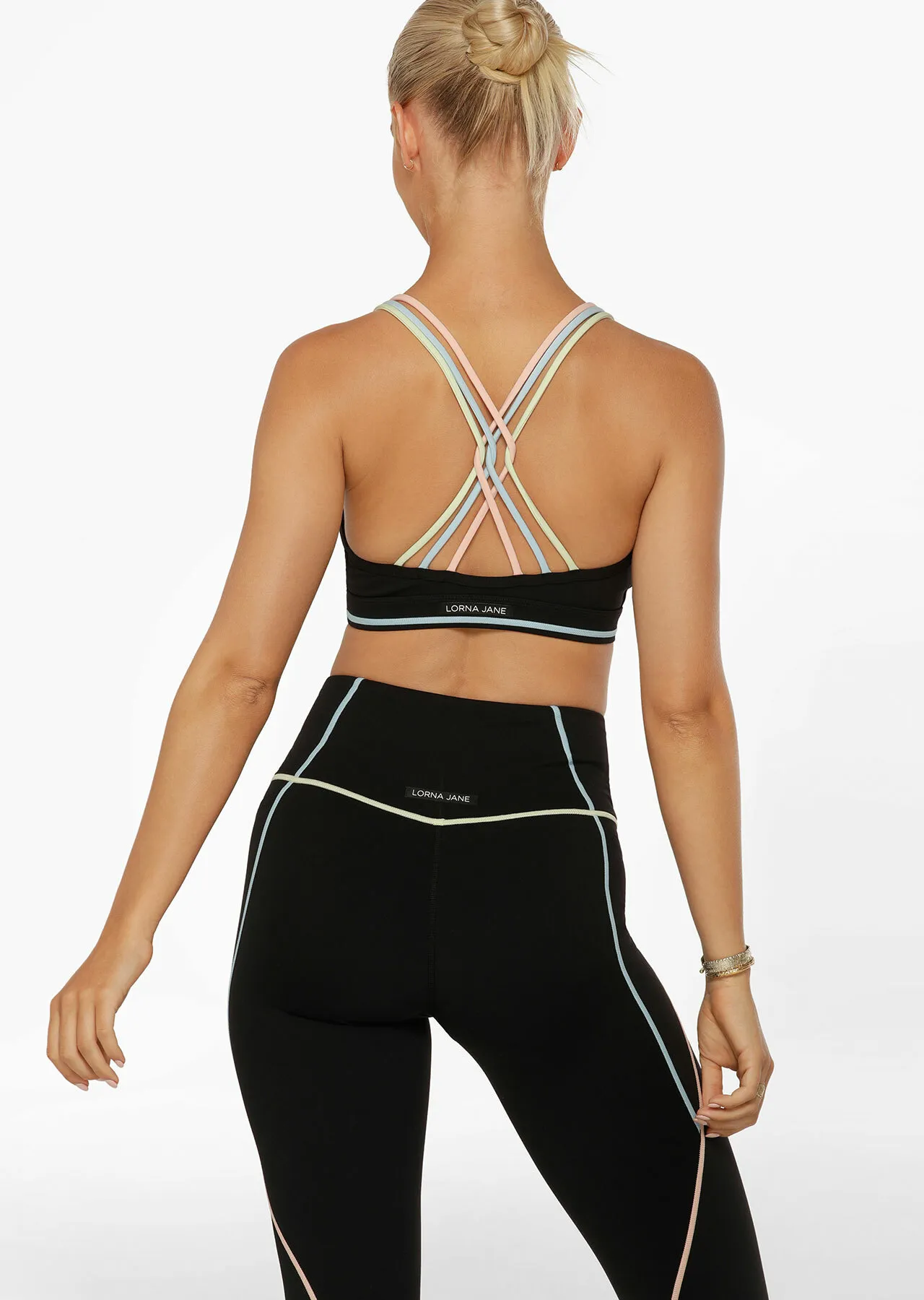 Pastel Glow Recycled Sports Bra | Black | Sale | Lorna Jane Australia