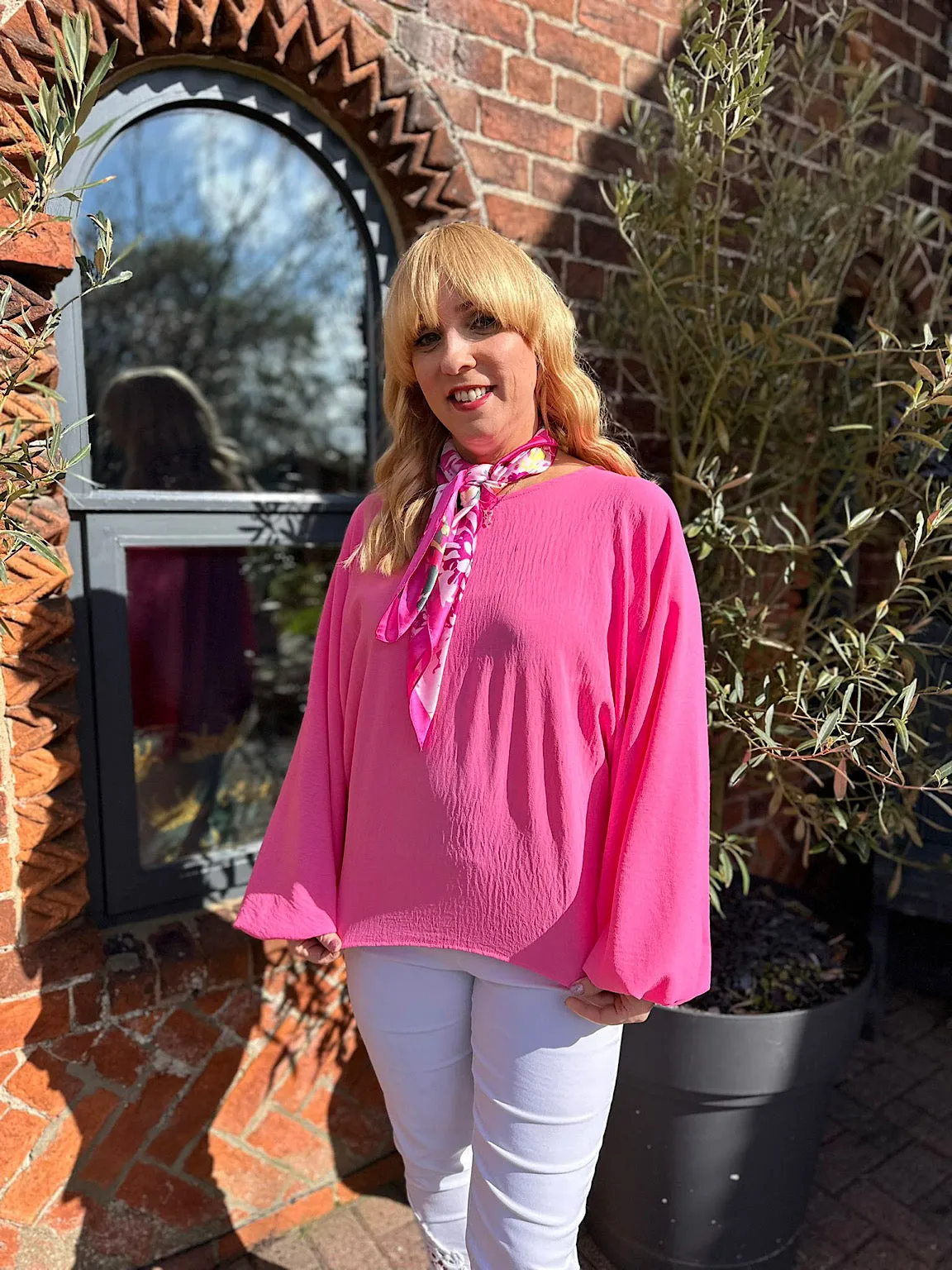 Pink Balloon Sleeve Blouse Teya