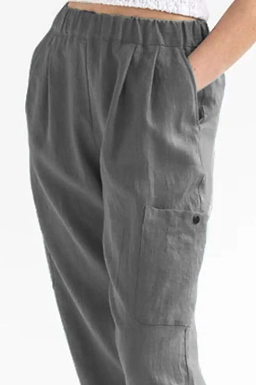 Pocketed Elastic Waist Pants