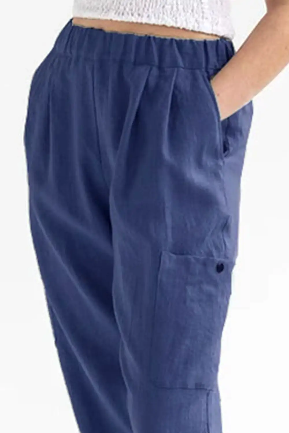 Pocketed Elastic Waist Pants