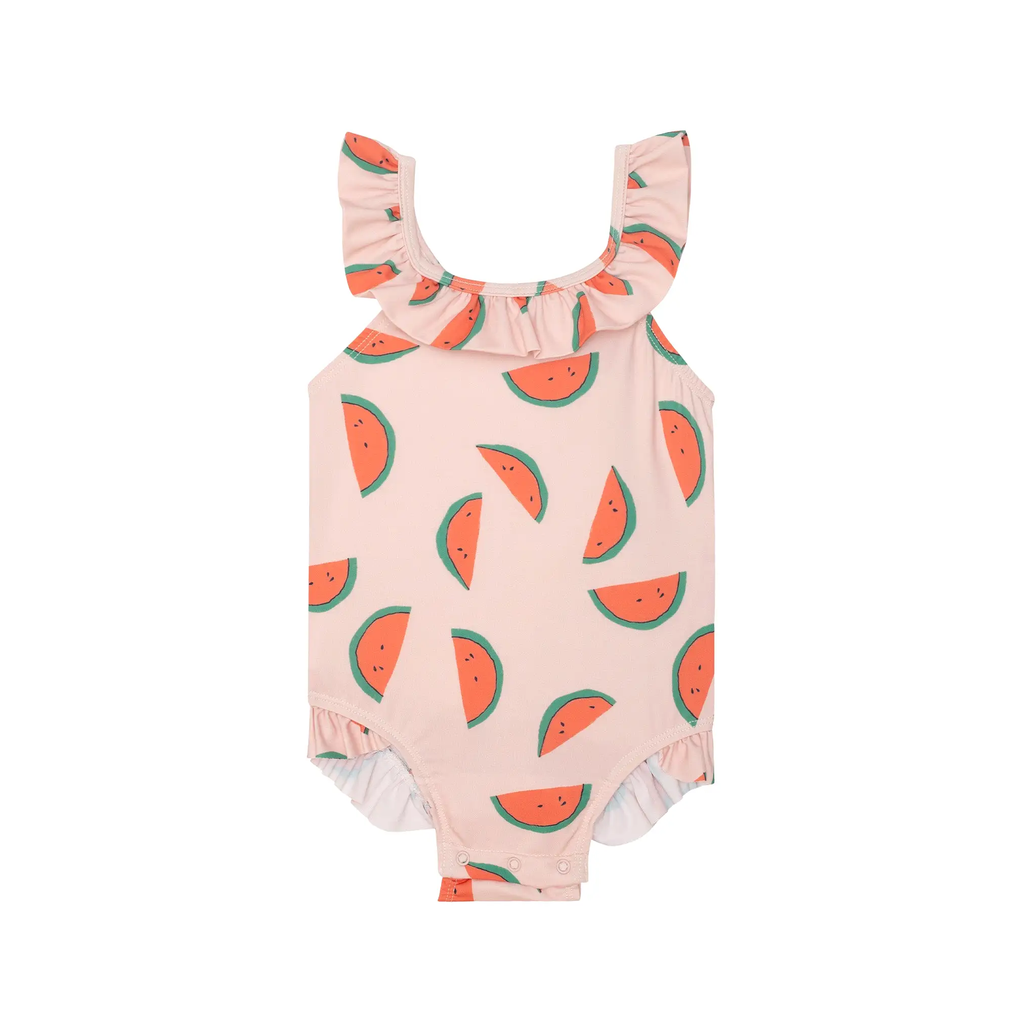 Recycled Polyester Watermelon Slices Ruffle Baby Swimsuit