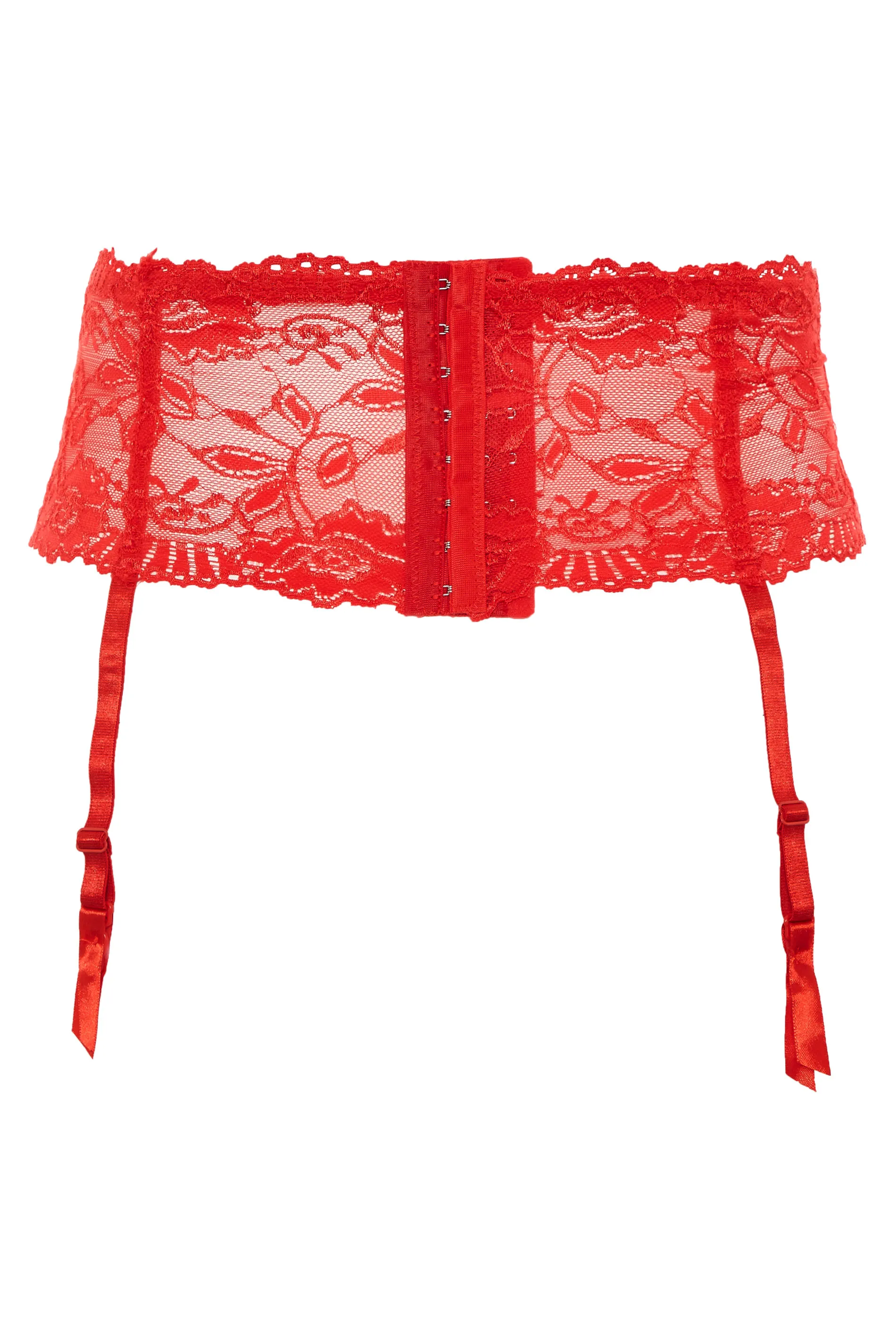 Red Deep Lace Suspender Belt