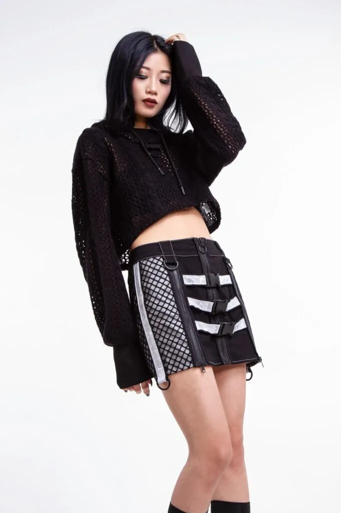 Reflective Diamond Grid Skirt