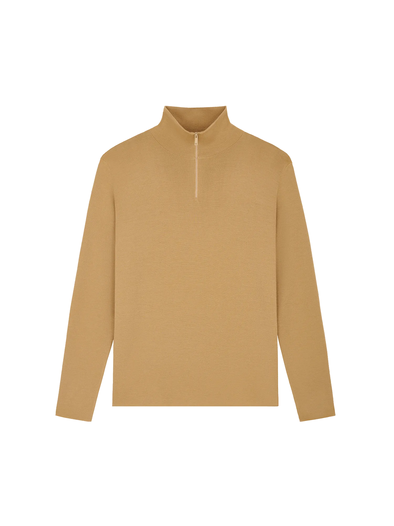 Regenerative Merino Wool Half-Zip Sweater—camel