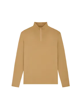 Regenerative Merino Wool Half-Zip Sweater—camel