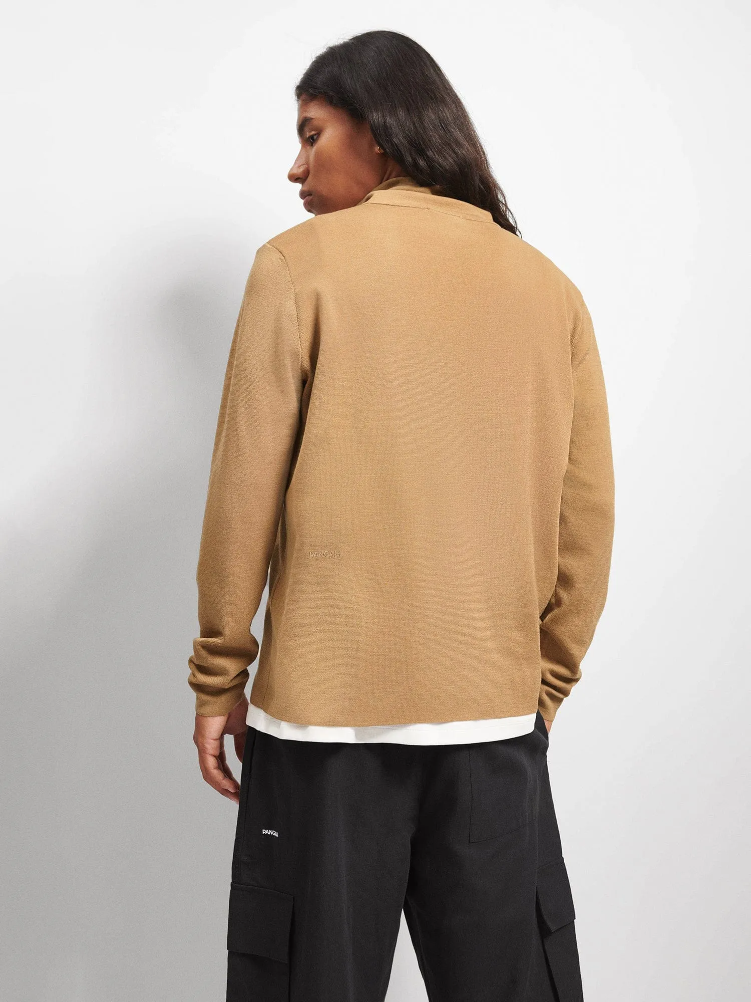 Regenerative Merino Wool Half-Zip Sweater—camel