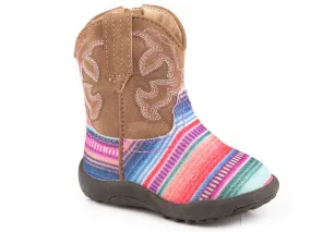 Roper Infant Girls Cowbabies Glitter Serape Pink Faux Leather Cowboy Boots