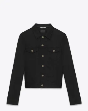 Saint Laurent Fitted Jacket in Worn Black Denim