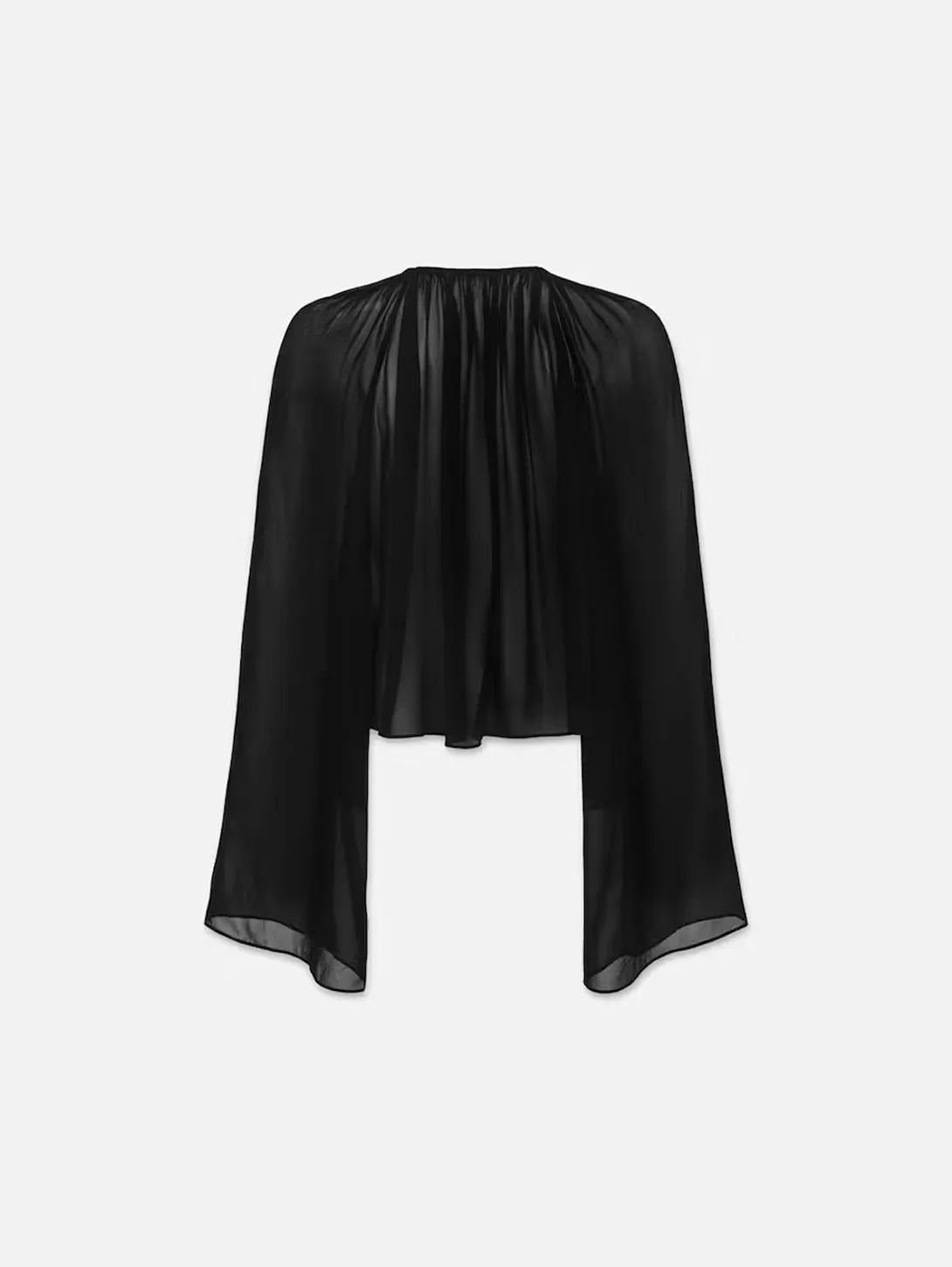 Shirred V-Neck Blouse - Black