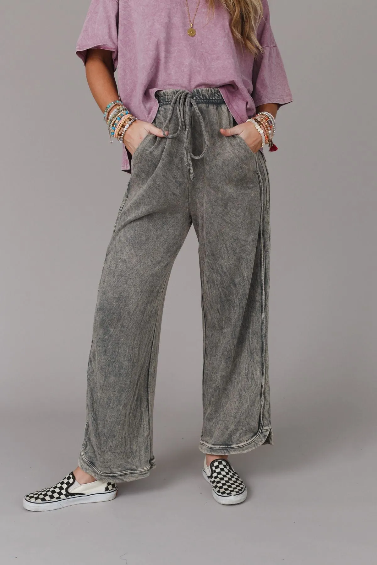 So Comfy Wide Leg Pant Full Length - Gray