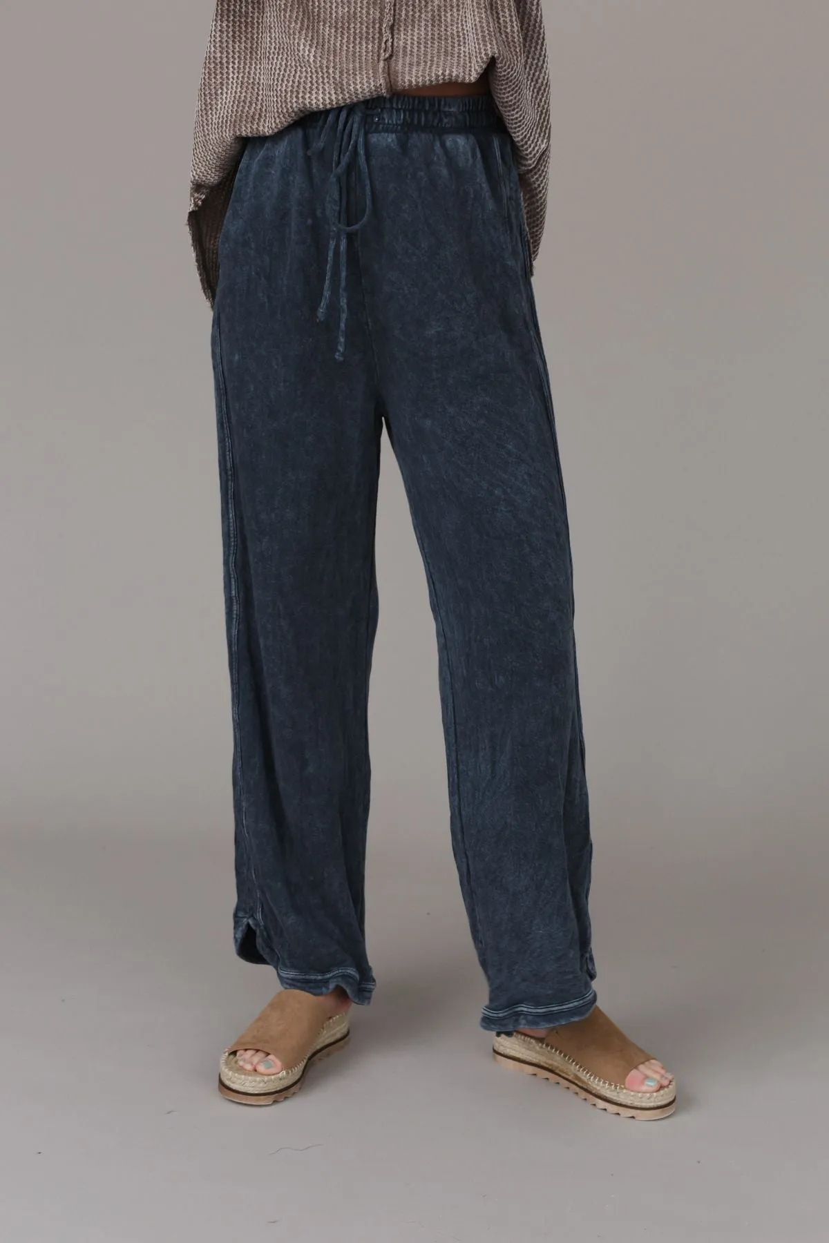 So Comfy Wide Leg Pant Full Length - Navy