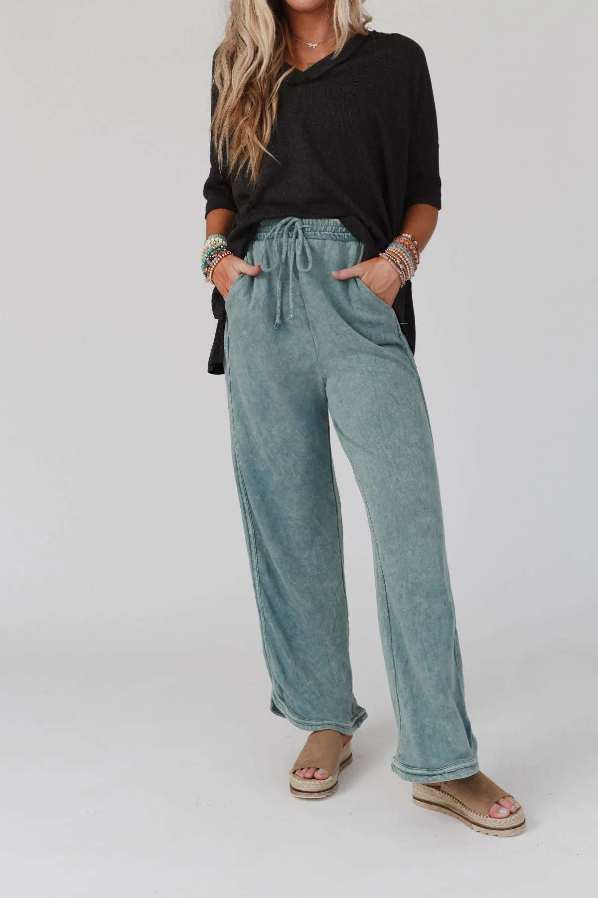 So Comfy Wide Leg Pant Full Length - Teal