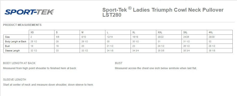 Sport-Tek Womens Triumph Cowl Neck Pullover