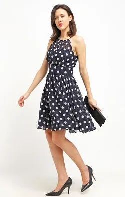 Spotted Navy Dress