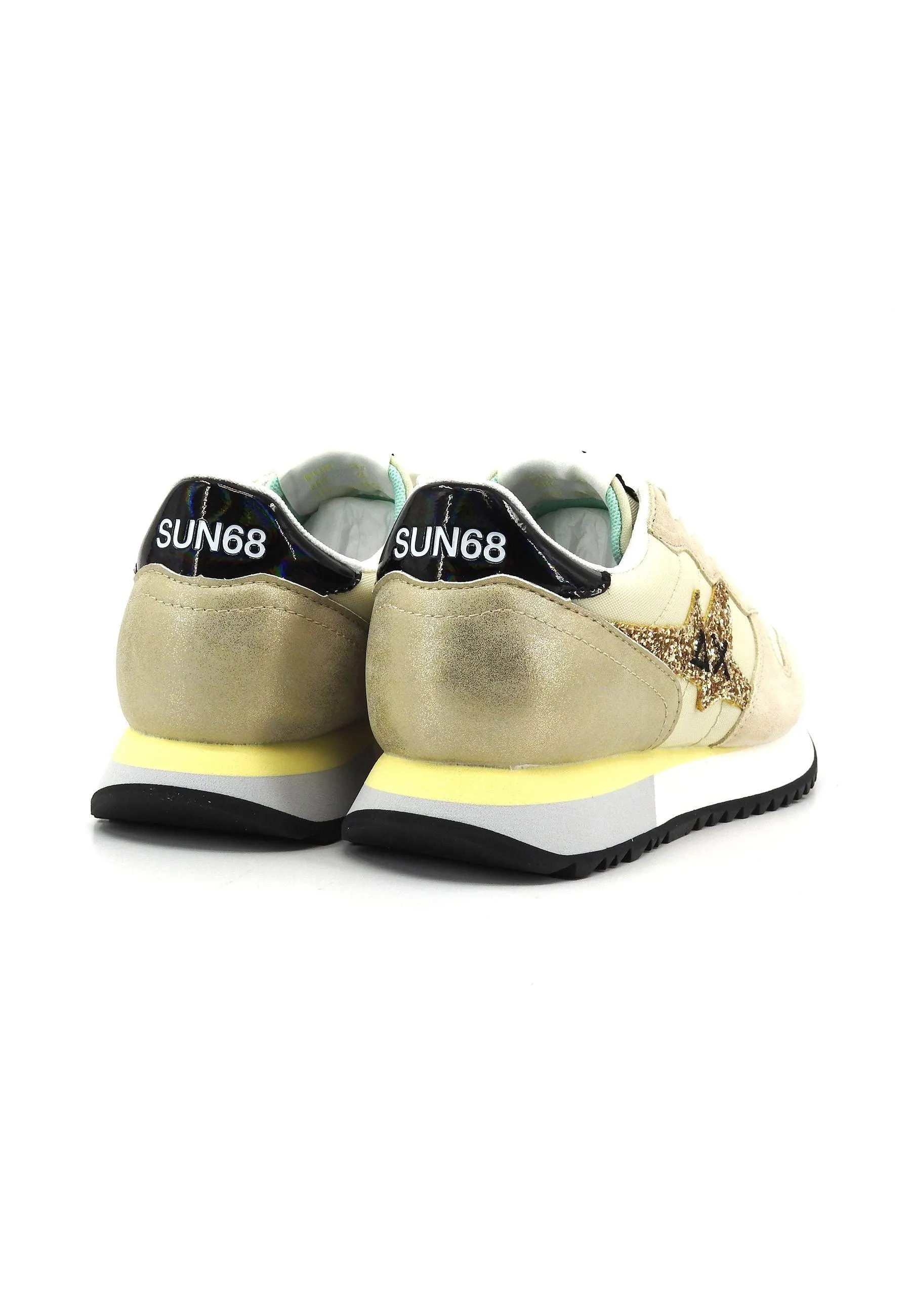 SUN68 Stargirl Glitter Logo Sneaker Donna Bianco Panna Beige Z34211