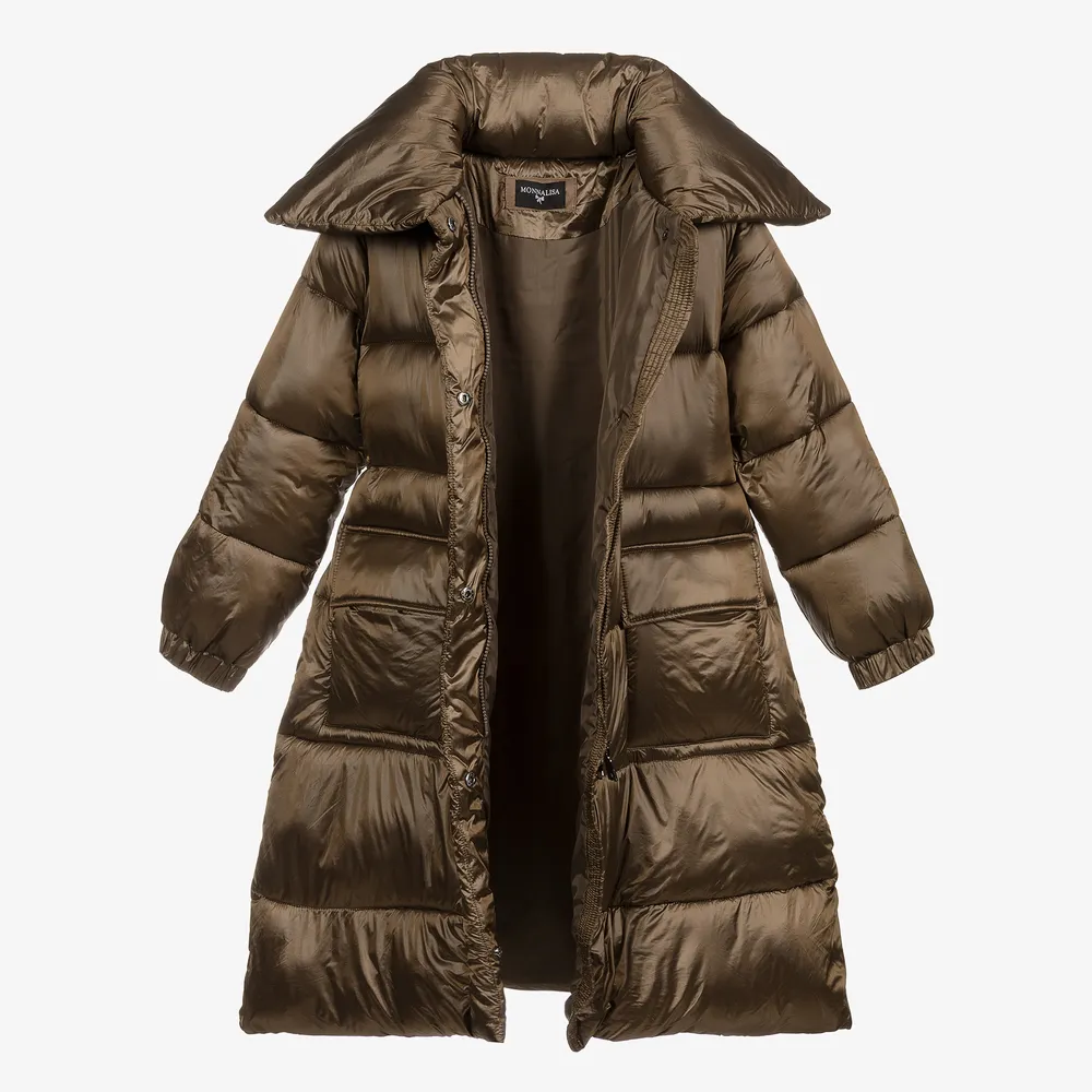 Teen Girls Brown Puffer Coat