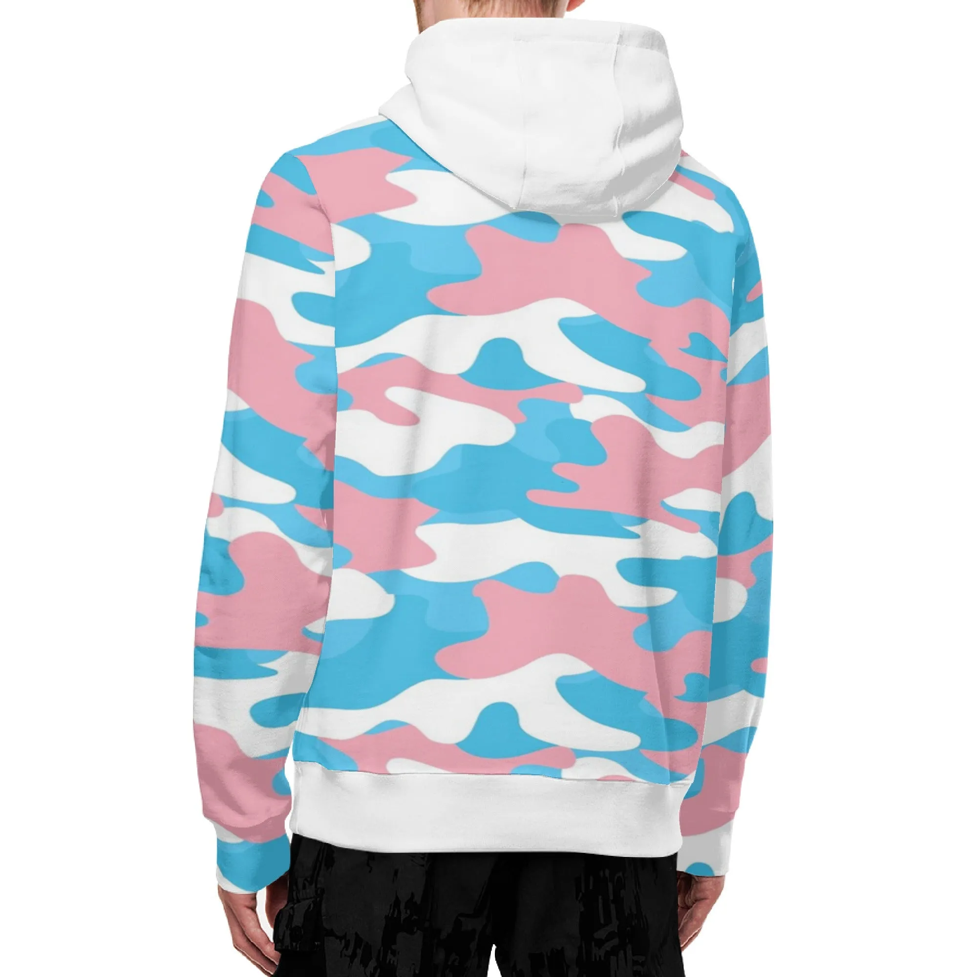 Teen - Plus Size Blue Pink White Pride Zipped Turtleneck Hooded Jacket