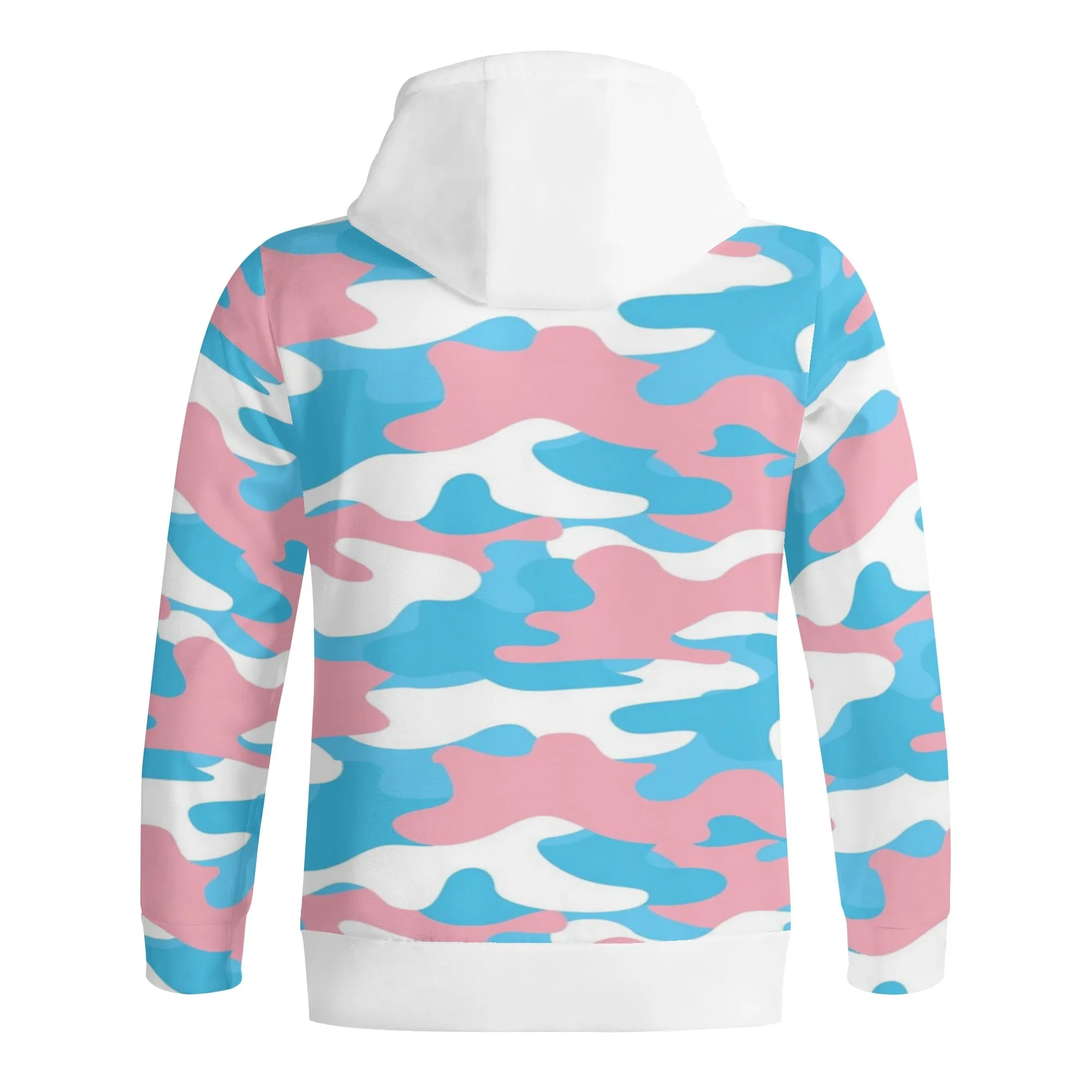 Teen - Plus Size Blue Pink White Pride Zipped Turtleneck Hooded Jacket