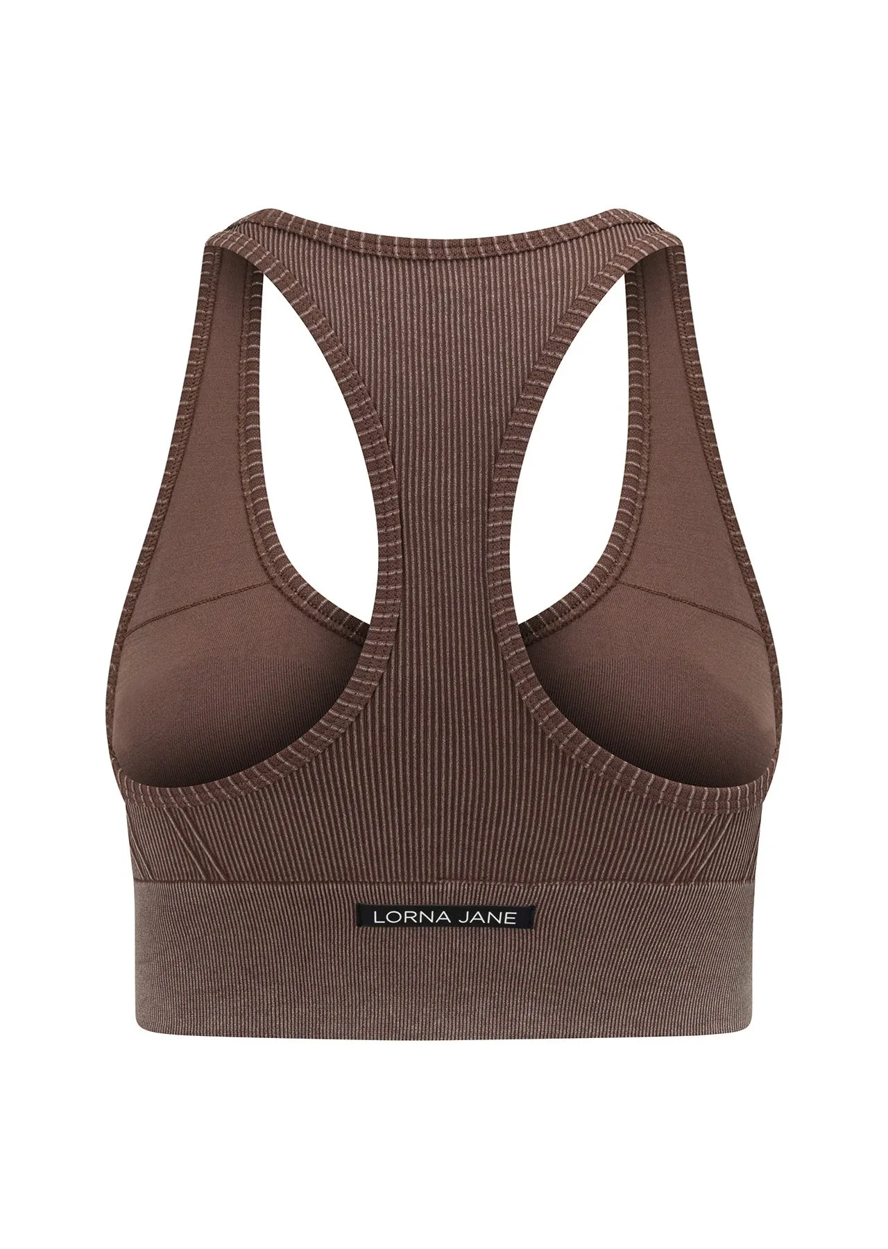 Tempo Speed Ribbed Seamless Sports Bra | Brown | High Support | Lorna Jane Australia