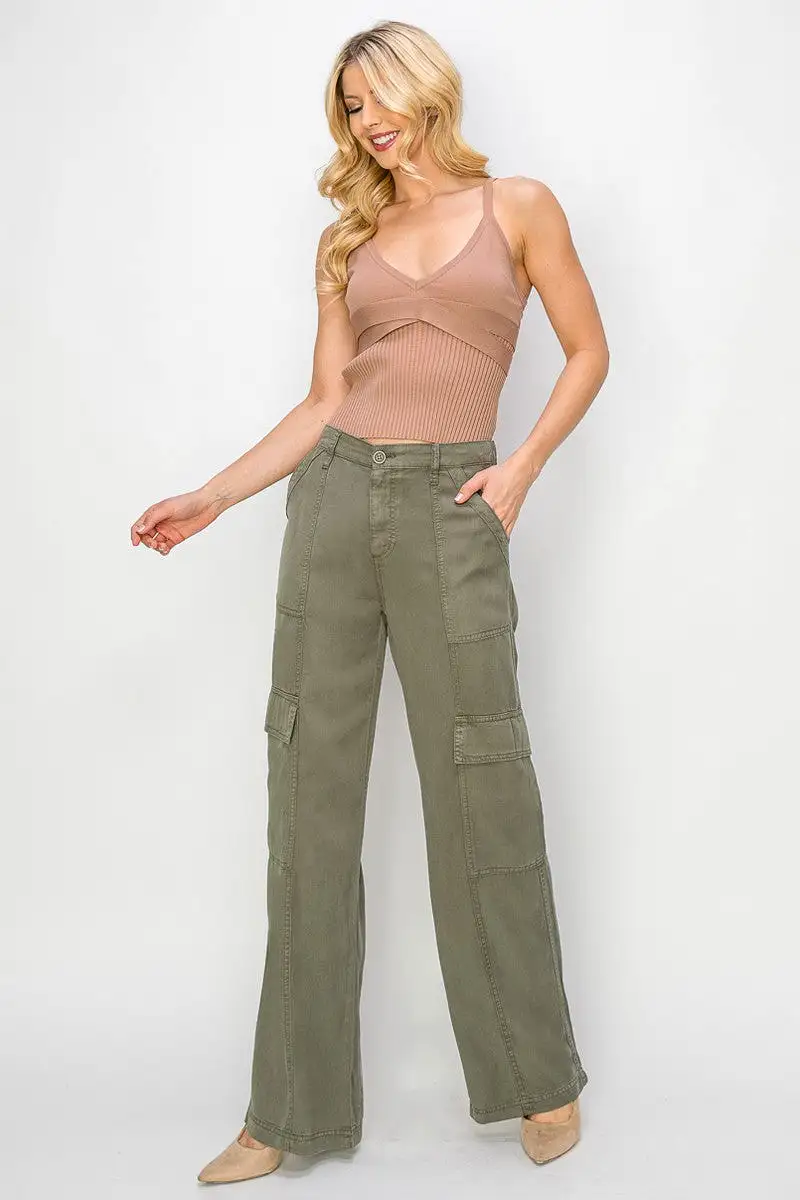 Tencel Wide Leg Cargo Pant