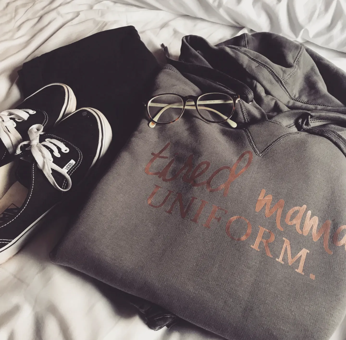 Tired Mama Uniform Hoodie | Charcoal & Rose Gold