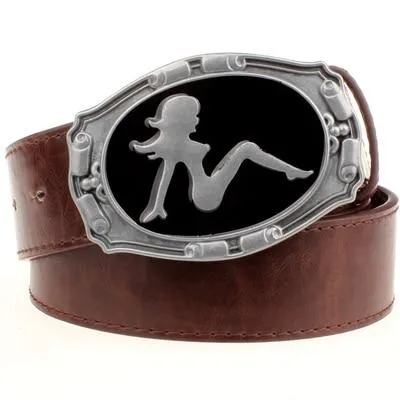 Unisex Retro Pattern Cowboy Style Metal Buckle Pattern Jeans Belt