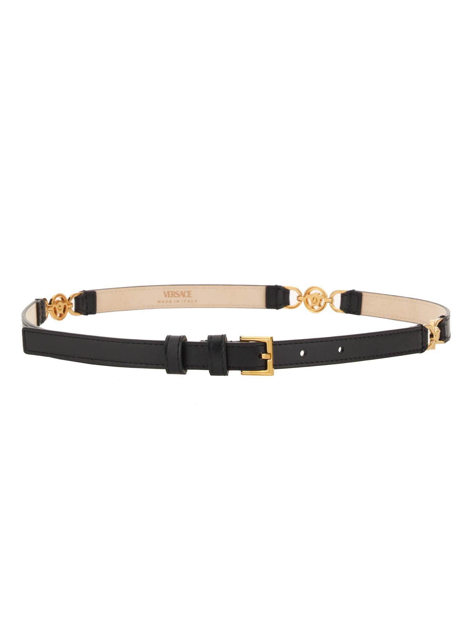 VERSACE    MEDUSA LOGO LEATHER BELT