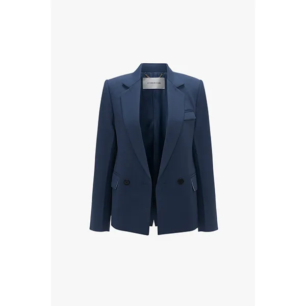 Victoria Beckham Shrunken Double Breasted Blazer Heritage Blue