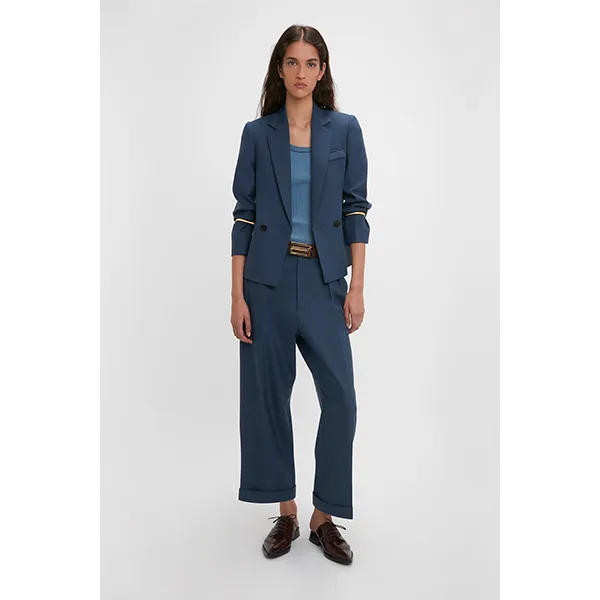 Victoria Beckham Shrunken Double Breasted Blazer Heritage Blue