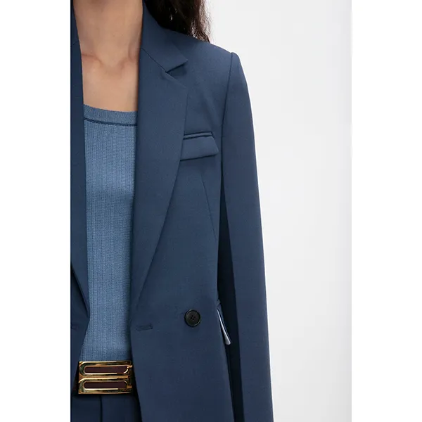 Victoria Beckham Shrunken Double Breasted Blazer Heritage Blue