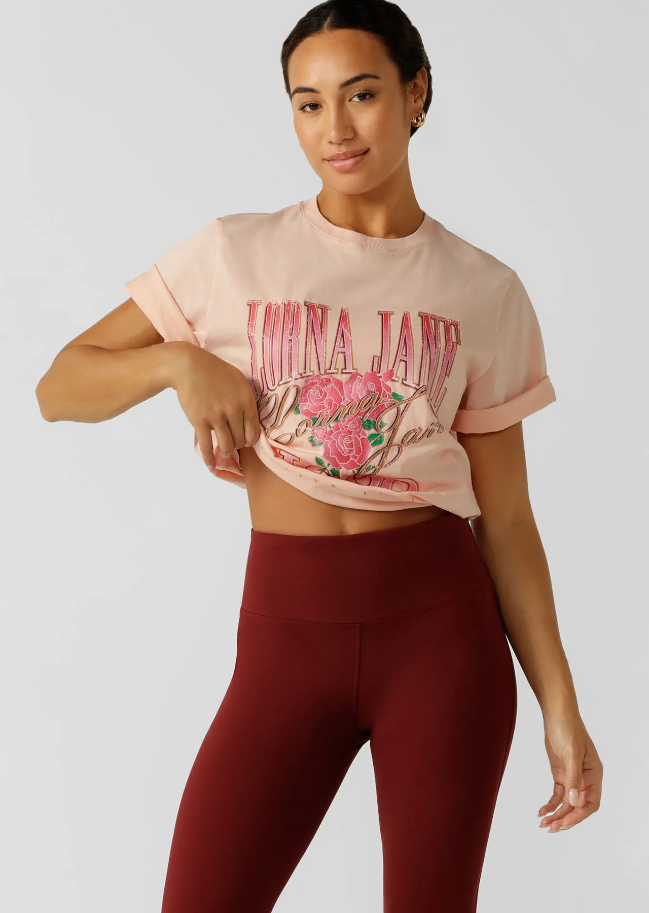 Vintage Rose Relaxed Tee | Short Sleeve | Lorna Jane Australia