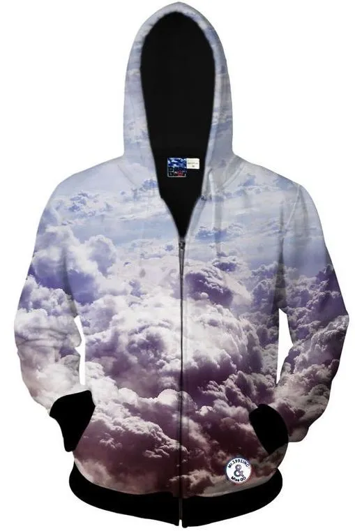 White Clouds Sky Long Sleeves Punk Mens Jacket Winter Hooded Hoodies