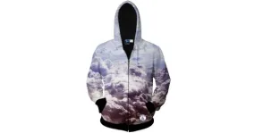 White Clouds Sky Long Sleeves Punk Mens Jacket Winter Hooded Hoodies