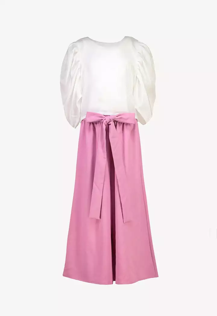 Wide Leg Pleated Puff Sleeve Blouse And Palazzo Set